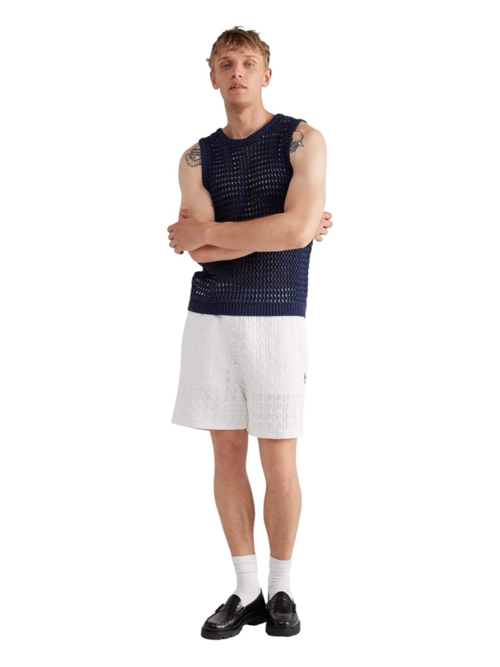 Sergio Tacchini Ulivo
Crochet brilliant white cotton short NWOT | size Medium